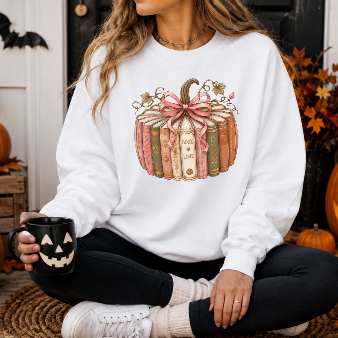 Sweatshirt ''Livres Citrouille'' | Chandail Halloween & Lecture