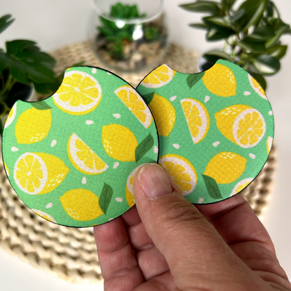Sous-verres motif citron frais pour auto, accessoire pour voiture
