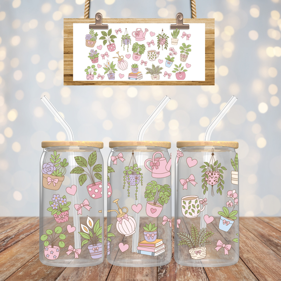 "Plant Lover" Iced Coffee Glass 16 oz