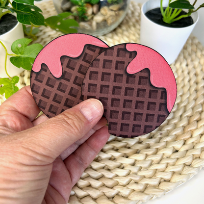 Sous-verres pour auto motif crème glacée aux fraises, cadeau pour amoureux des cornets