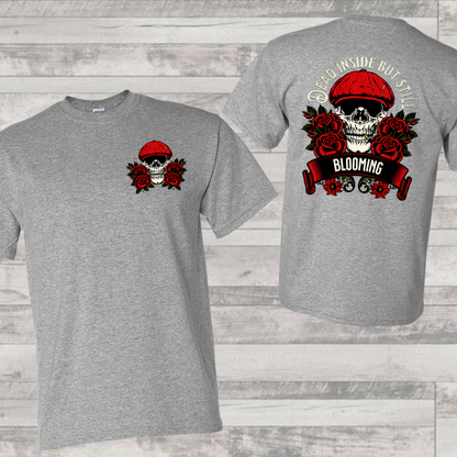 T-shirt tête de mort fumant et roses, Chandail crâne floral, Chemise sarcastique