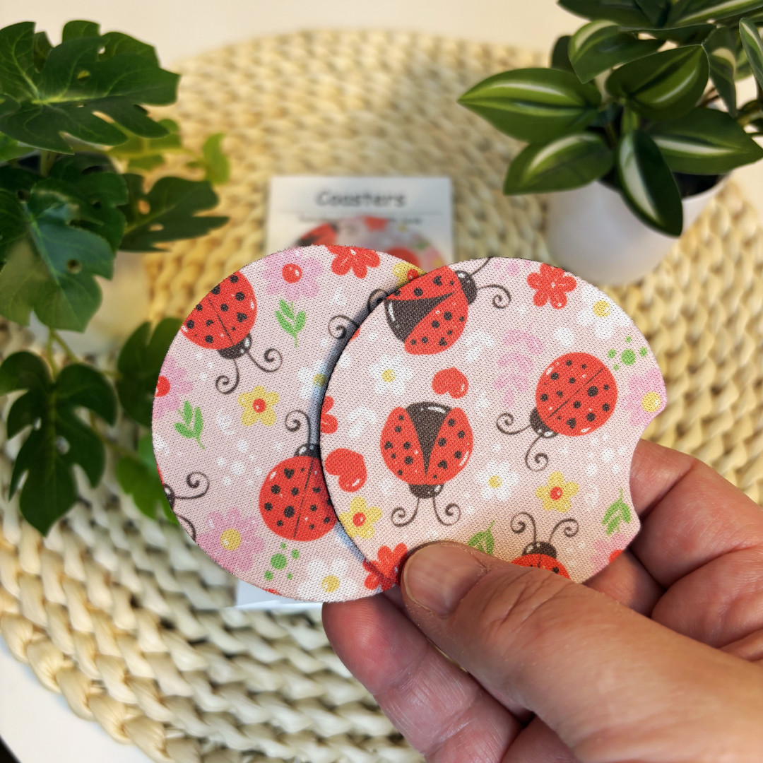 Duo de Sous-verres pour voiture - Motif coccinelles
