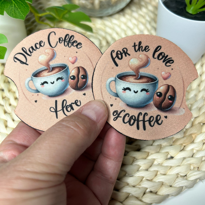 Sous-verres pour auto mignonne tasse café style Kawaii, Accessoire pour voiture