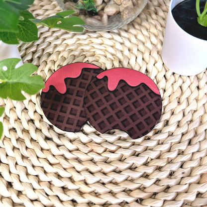 Sous-verres pour auto motif crème glacée aux fraises, cadeau pour amoureux des cornets