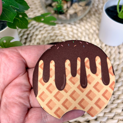 Ensemble de sous-verres pour auto motif crème glacée chocolat, Accessoire pour voiture mignon
