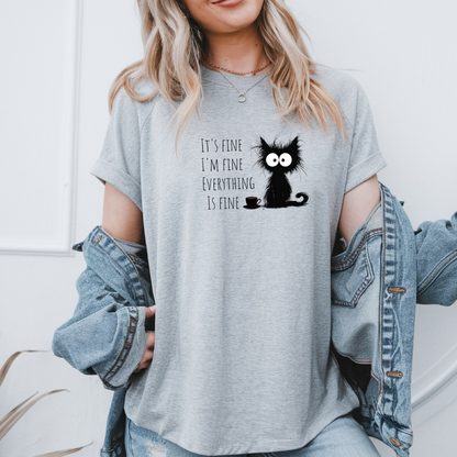 chandail drôle de chat noir à citation sarcastique, T-shirt humoristique