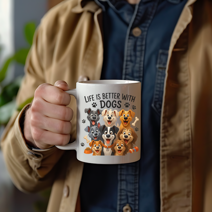 Tasse "La vie est plus belle avec un chien" | Cadeau Amoureux des Chiens