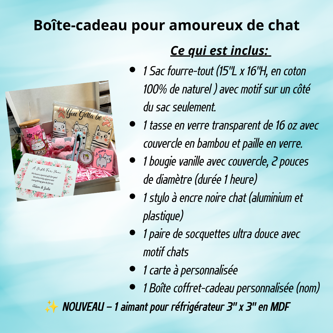 Coffret cadeau pour amoureux des chats, cadeau thème chat, cat mom gift box,