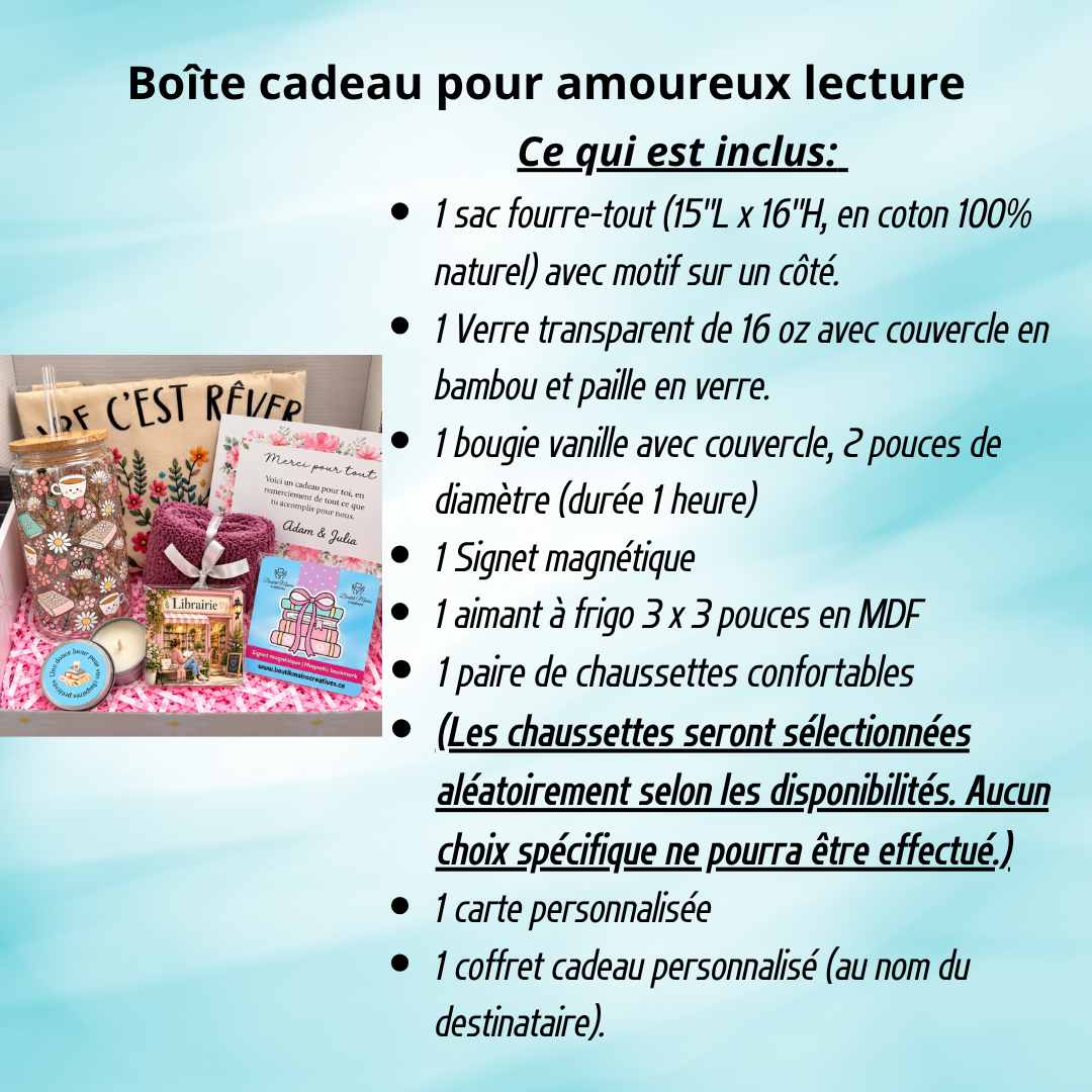 Boîte-cadeau pour amoureux des livres | Coffret lecture et détente