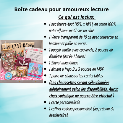 Boîte-cadeau pour amoureux des livres | Coffret lecture et détente
