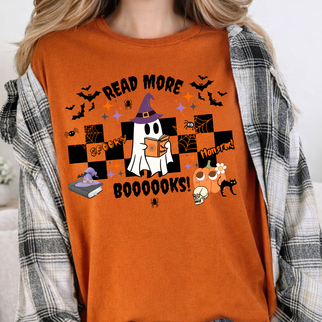 T-Shirt Fantôme de Lecture Rétro | Chandail Halloween Bookish
