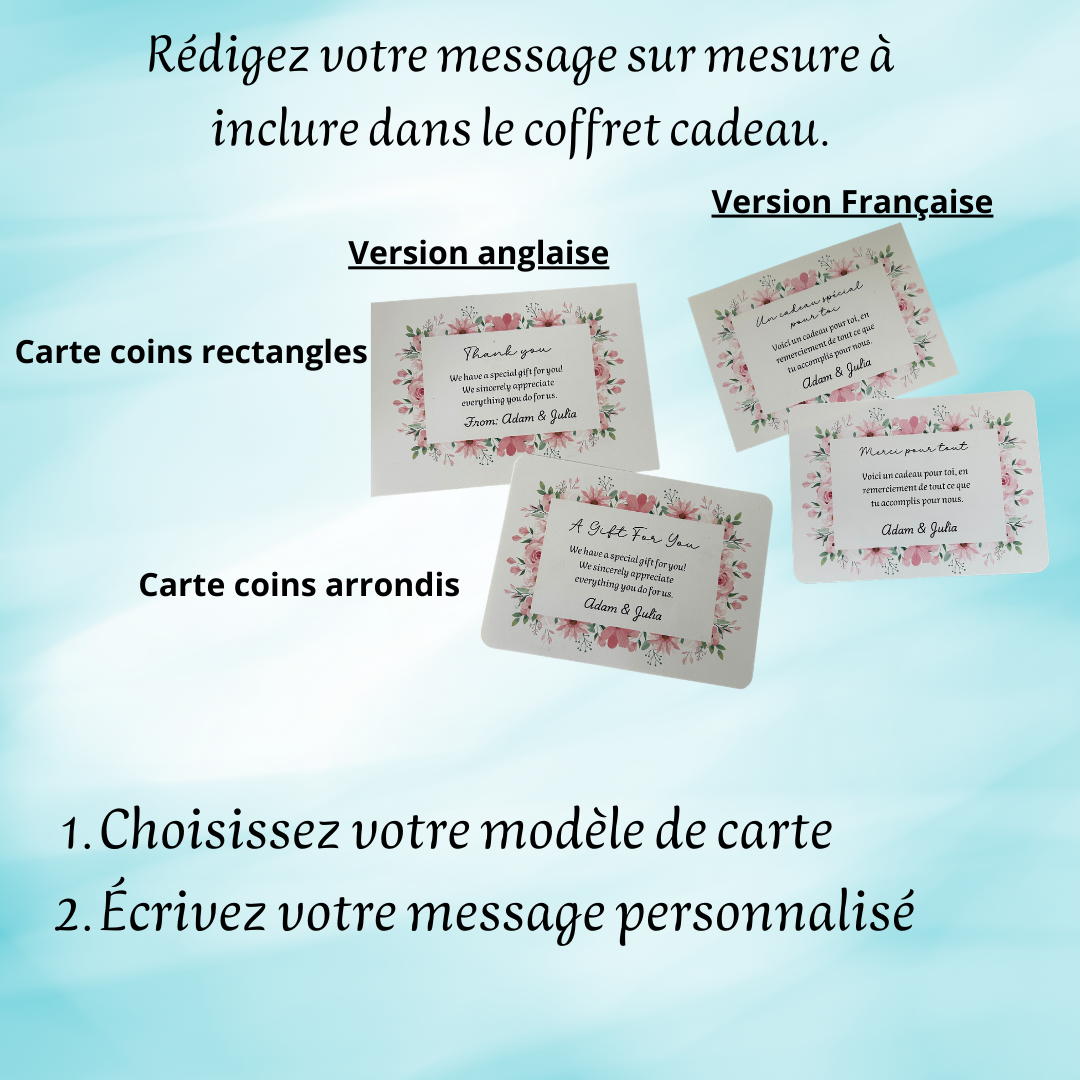 Fiche démontrant le choix des cartes de voeux personnalisables à choisir 