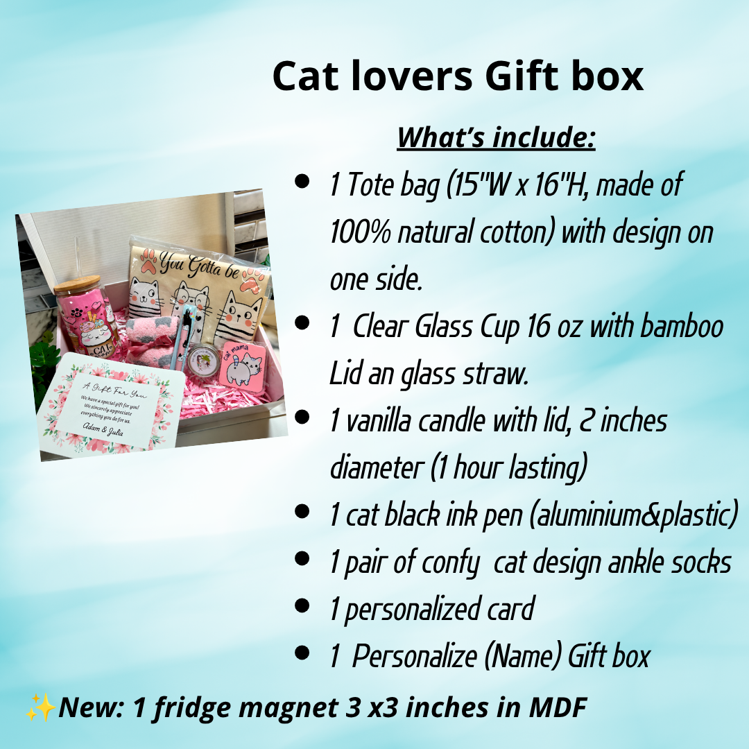 Coffret cadeau pour amoureux des chats, cadeau thème chat, cat mom gift box,