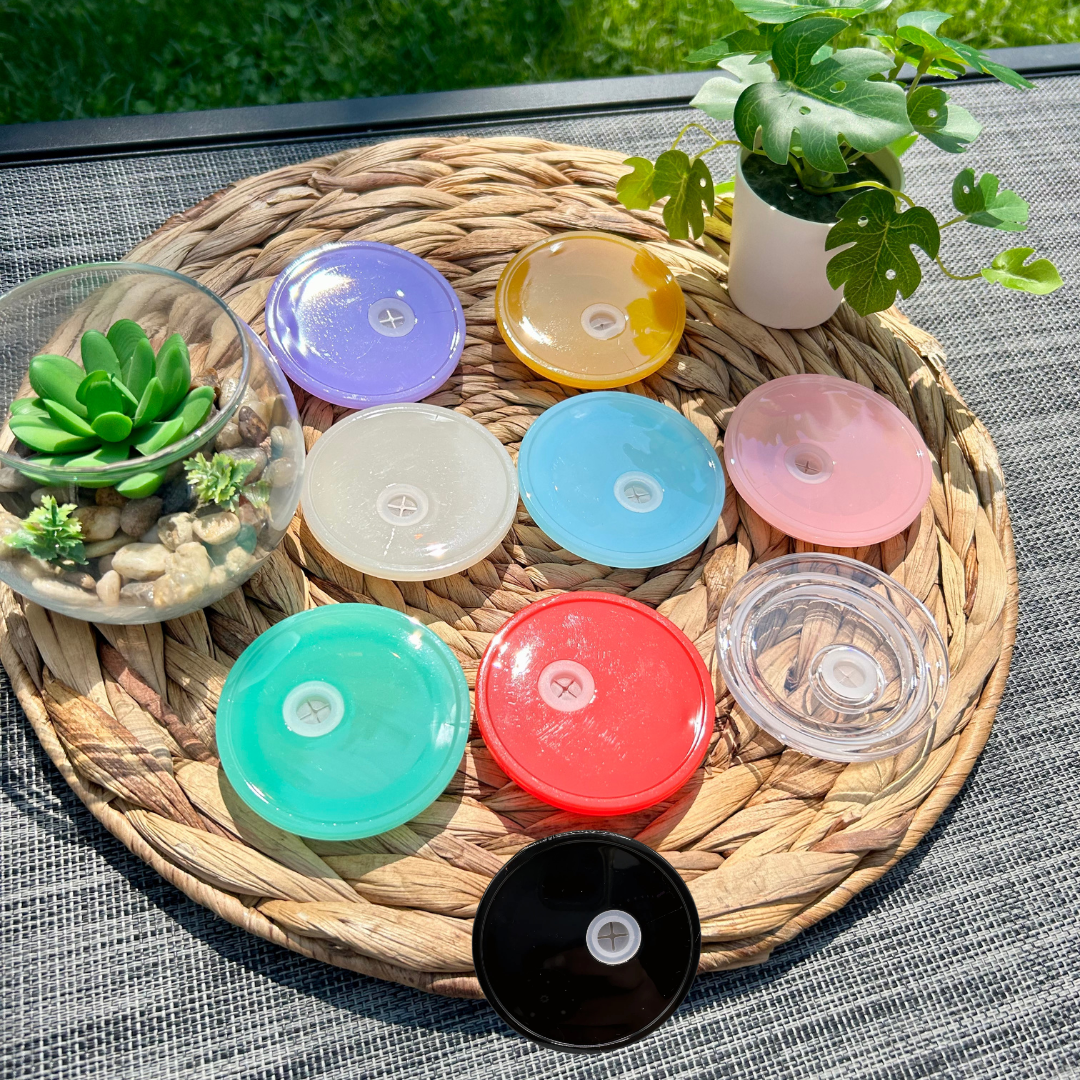 Couvercle en acrylique pour verre 16 oz, couleurs variés