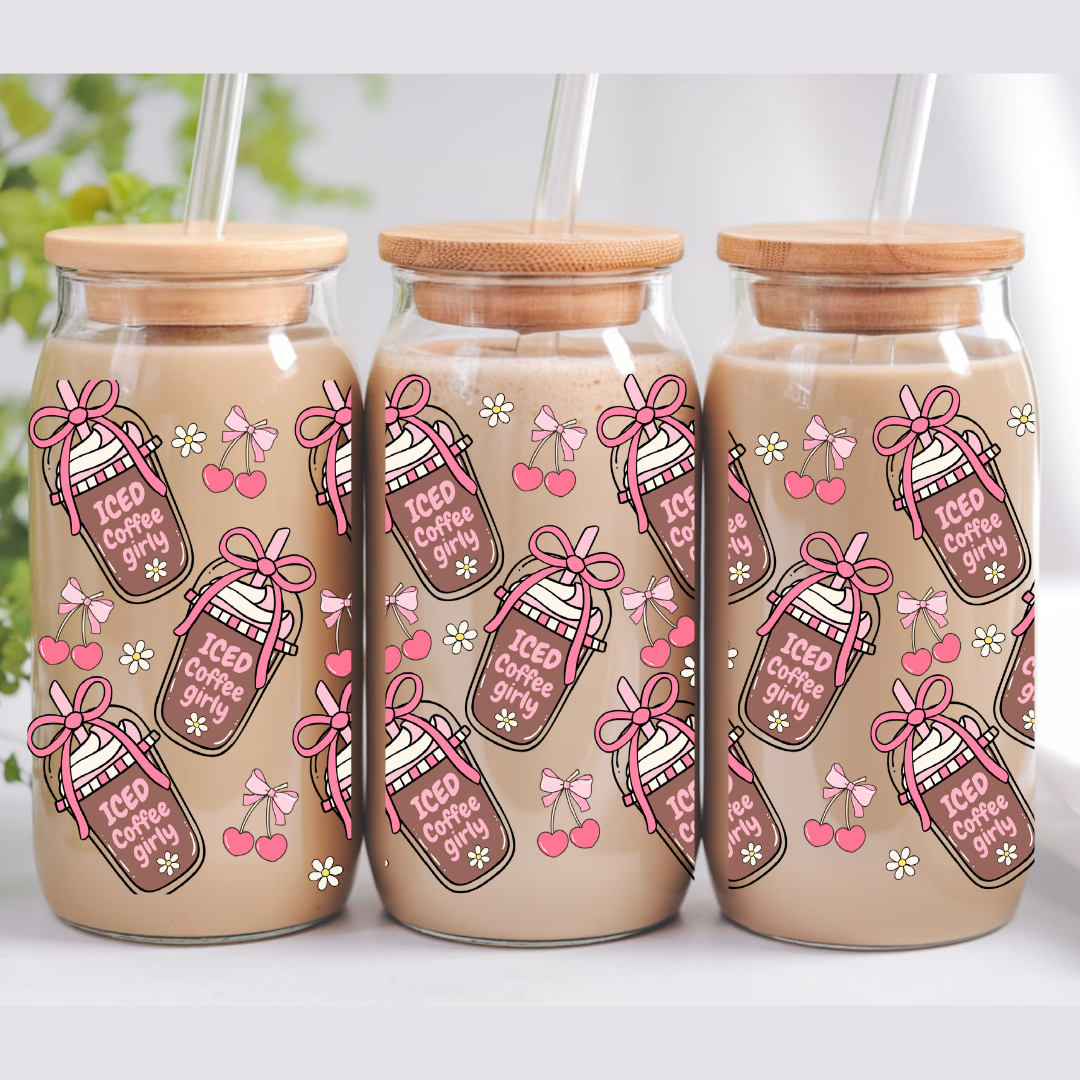 Girly Iced Coffee 16 oz Glass