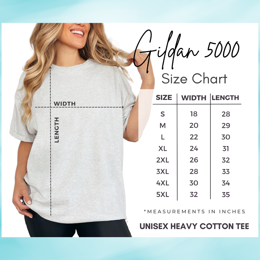 Fiche avec les descriptions de toutes les tailles small à 5 xl 