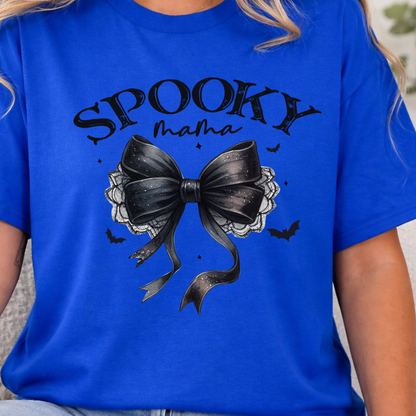 T-shirt Spooky Mama Halloween avec boucle coquette noire