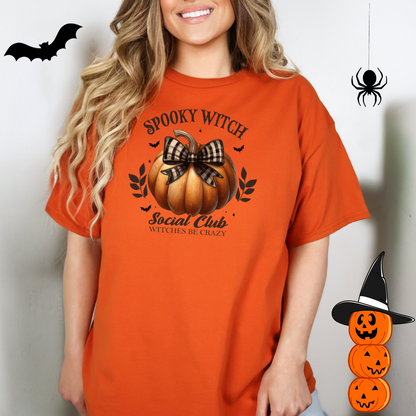 Coquette Pumpkin Halloween Social Club T-Shirt