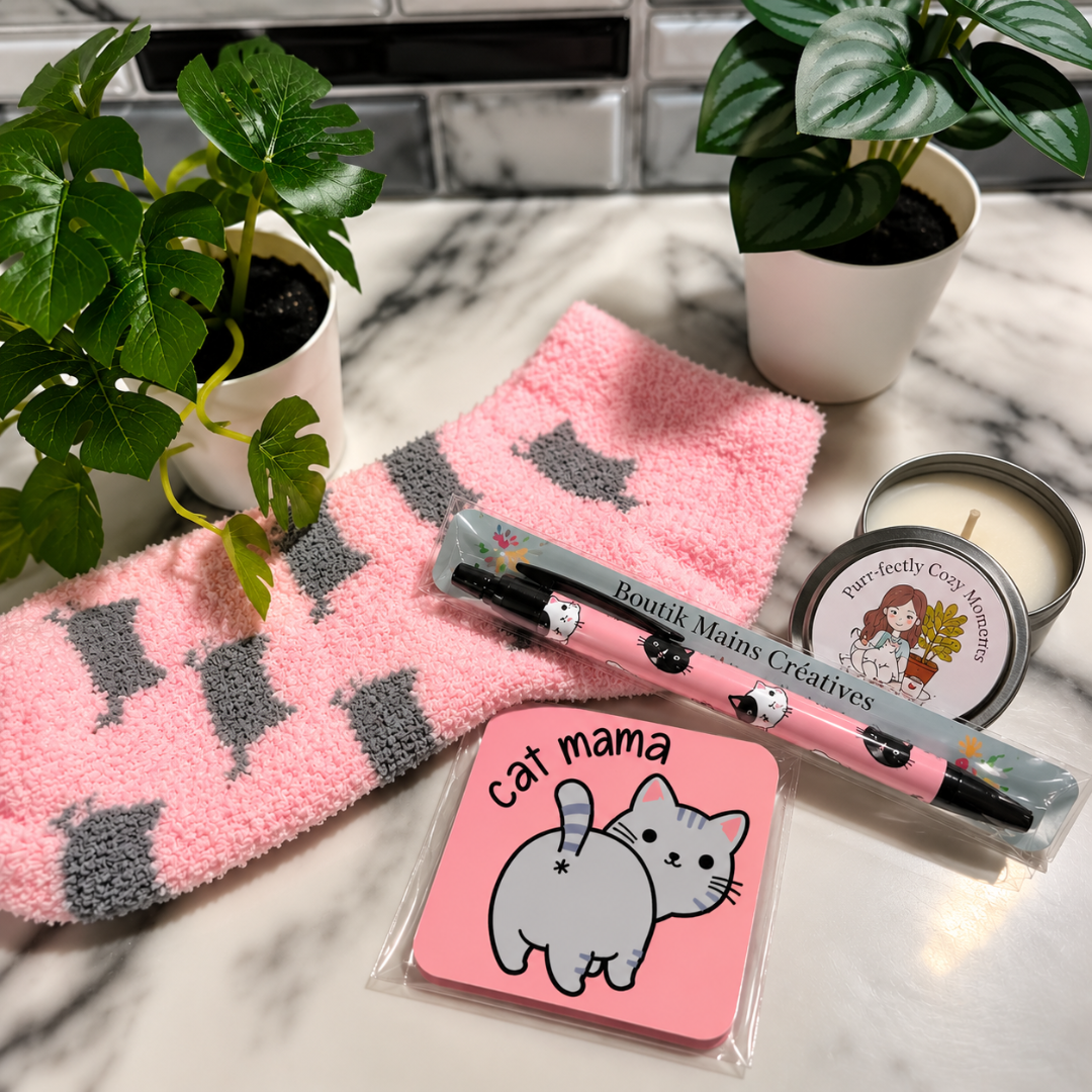 Coffret cadeau pour amoureux des chats, cadeau thème chat, cat mom gift box,