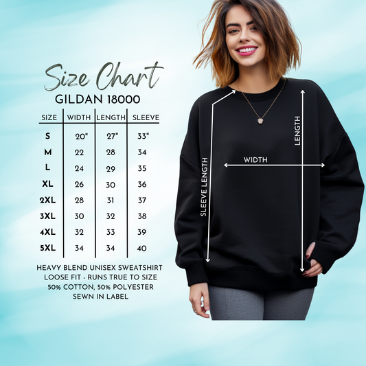 Guide des tailles pour sweatshirts unisexes ,en taille Small à 2XL