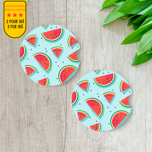 Sous-verres melon d'eau pour voiture, Cadeau pour amoureux des pastèques