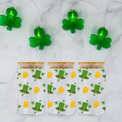 Verre à Café style Libbey 16 oz pour la St-Patrick,libbey can St-Patricks day glass can