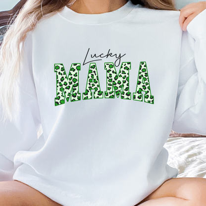 Chandail Lucky MAMA St-Patrick style léopard, T-shirt St-Patrick