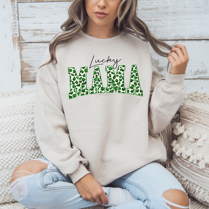 Chandail Lucky MAMA St-Patrick style léopard, T-shirt St-Patrick