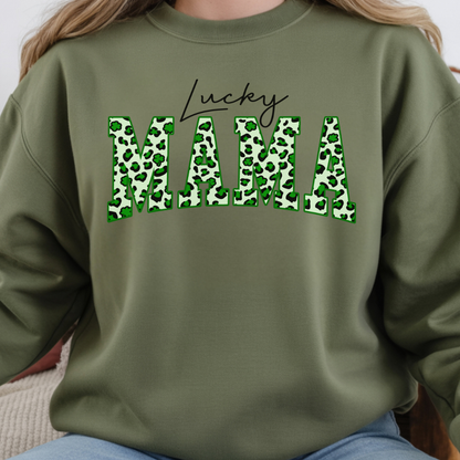 Chandail Lucky MAMA St-Patrick style léopard, T-shirt St-Patrick