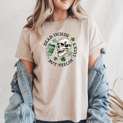 T-shirt Gildan Sable design St-Patrick et phrase humoristique Feelin' Lucky 