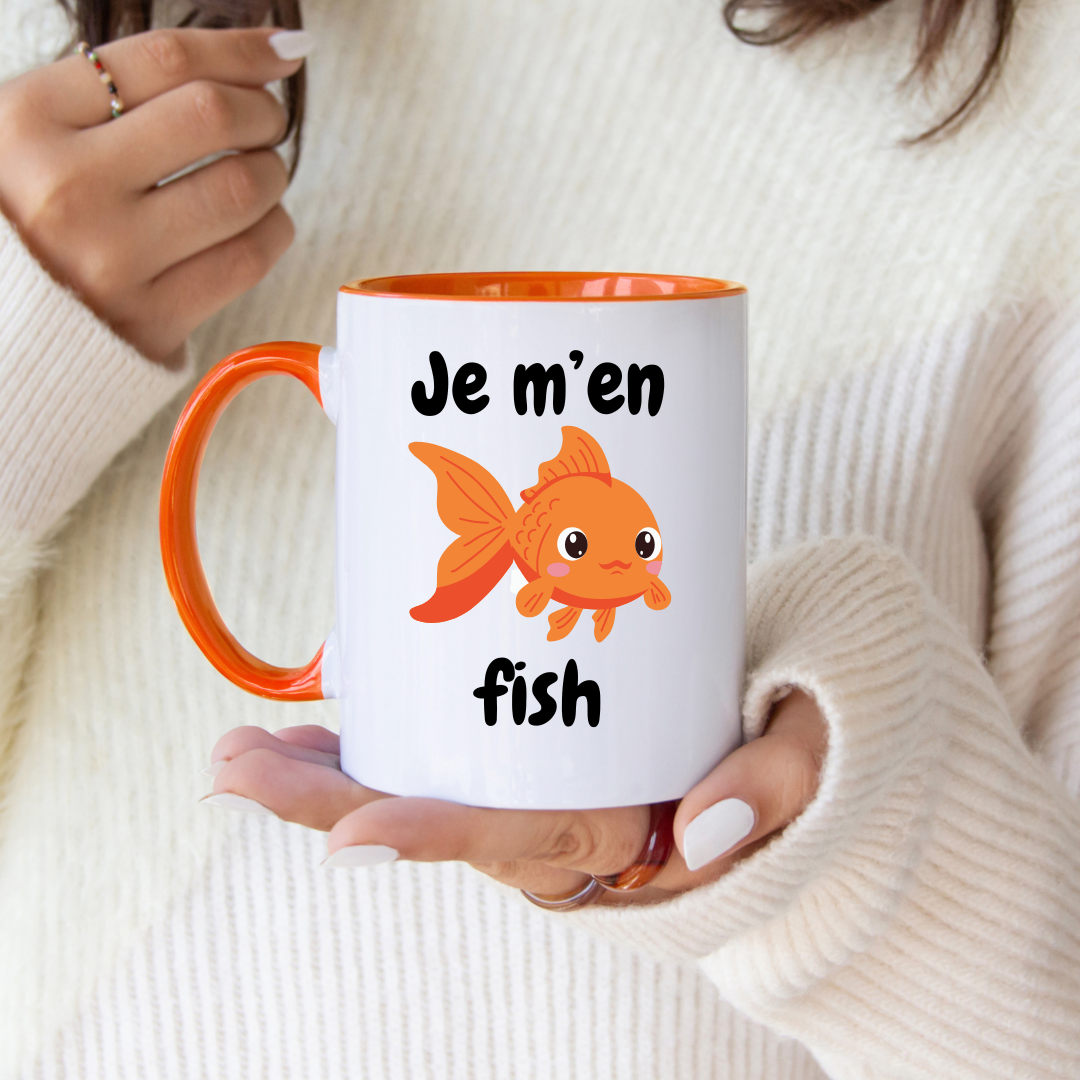 Mug drôle avec illustration de poisson rouge et jeu de mots humoristique